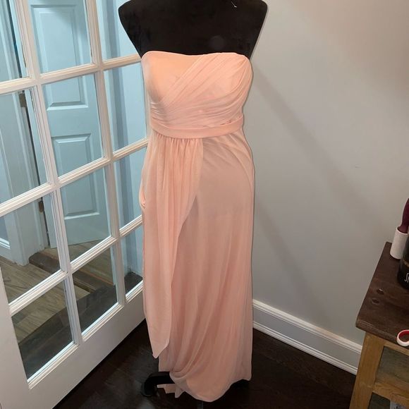 David’s Bridal Long Strapless Mesh Dress with Side Draping Size 6 - Picture 2 of 7